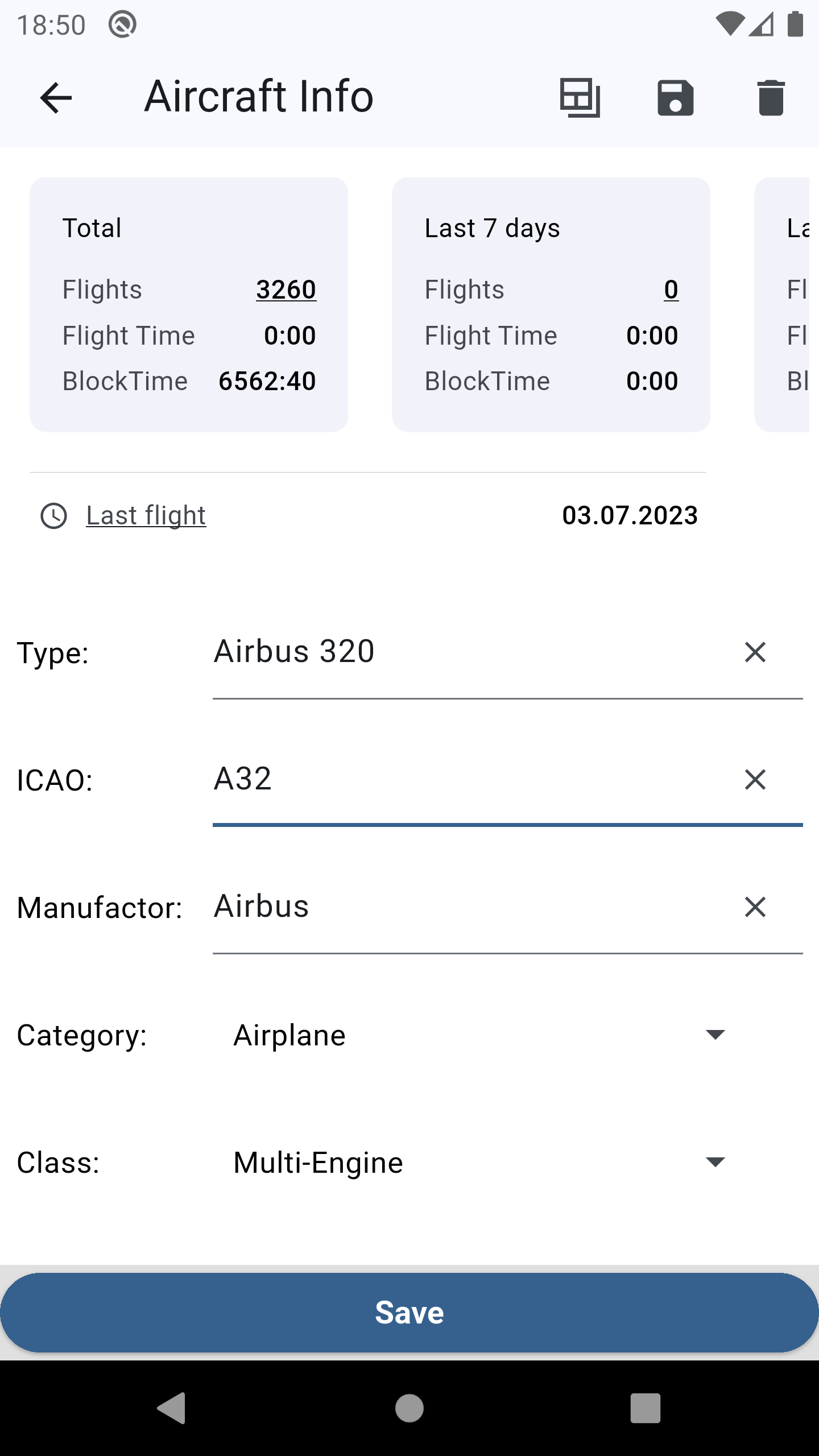 Aircraft info