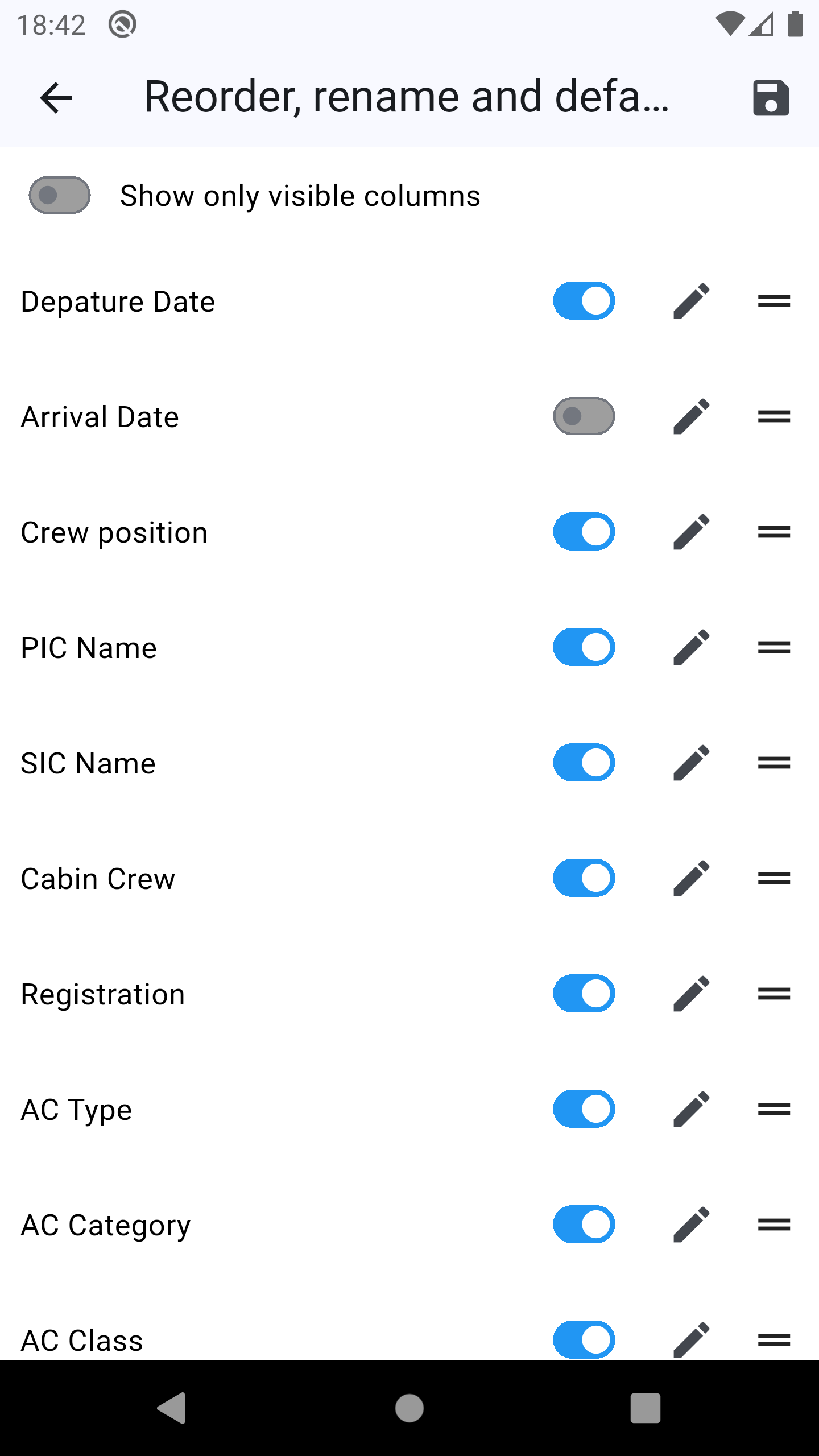 Edit visibilty and names